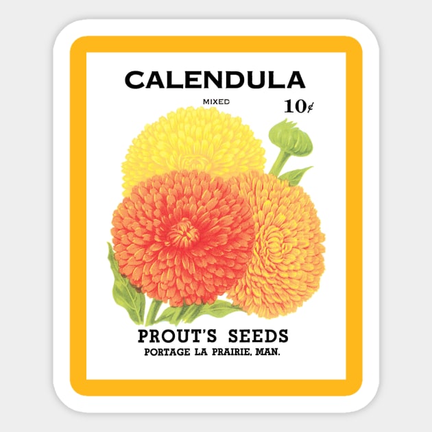 Vintage Calendula Prout's Seed Packet Sticker by MasterpieceCafe